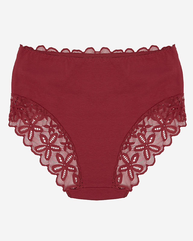 Női csipkés bugyi bordó színben PLUS SIZE- Fehérnemű