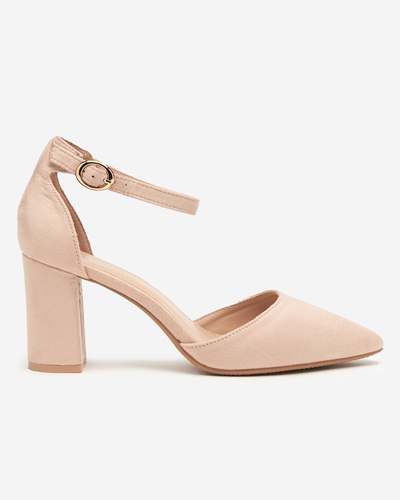 OUTLET Bézs színű női szandál magasabb oszlopon Hareda - Cipők