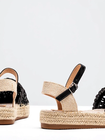 Női fekete espadrillák áttört Triumf - Lábbeli
