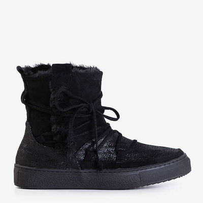 Női fekete hócsizma szőrrel Nosesi - Lábbeli