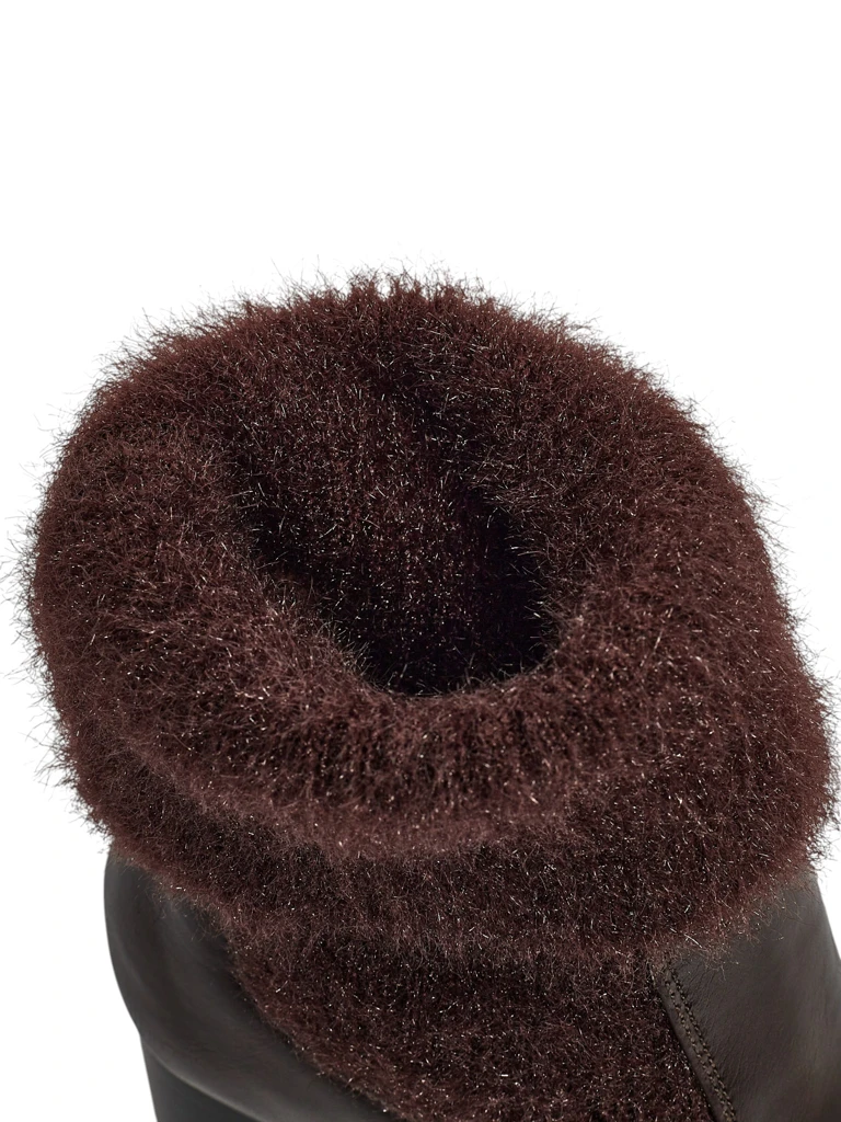 Tirave női öko bőr bokacsizma vastag sarokkal és kötött anyaggal