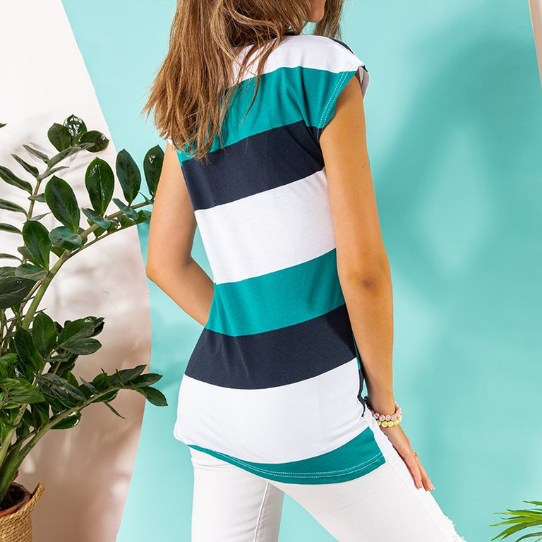 Zöld és fehér női póló nyomtatással - Ruházat