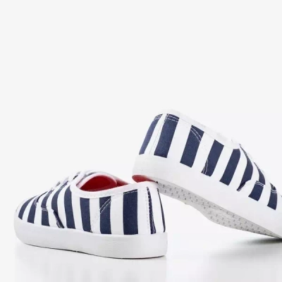 OUTLET Csíkos, sötétkék női tornacipő Seashell - Cipő