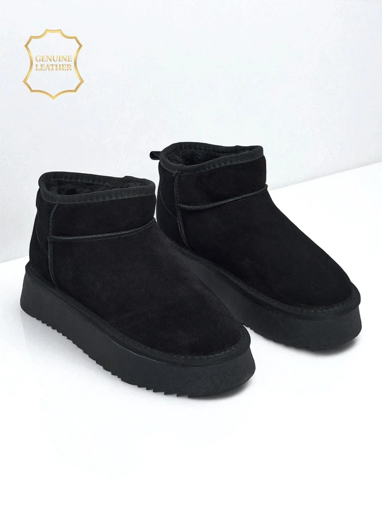 Rövid, természetes bőr női hócsizma stílusú cipő Elunara