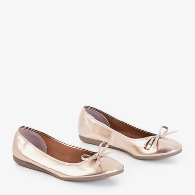 OUTLET Arany balerinák íjjal Olina - Cipő