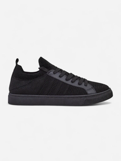 Damskie sneakersy Livia Nero – czarne tenisówki z tkaniny i ekoskóry na płaskiej podeszwie