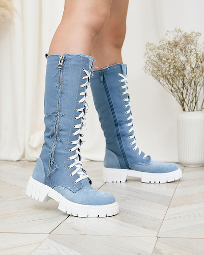 Royalfashion Kék női szövet csizma Leconen