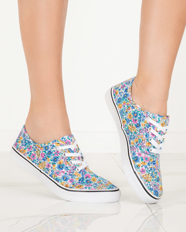 OUTLET Kék virágos női tornacipő Sertoli - Lábbeli