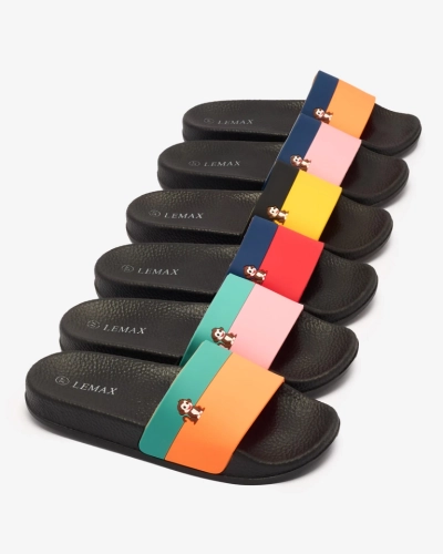 Royalfashion Zöld-narancs női gumitalpú flip-flop Lierigs