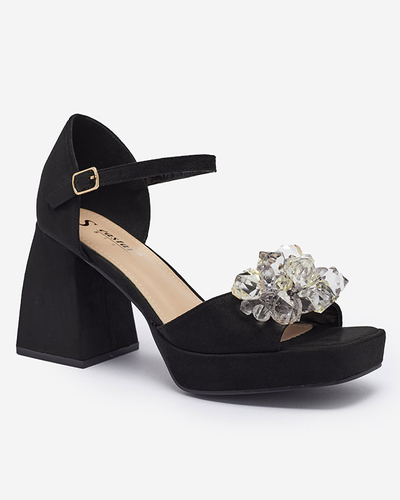 Fekete női szandál kristályokkal Celidi - Lábbeli