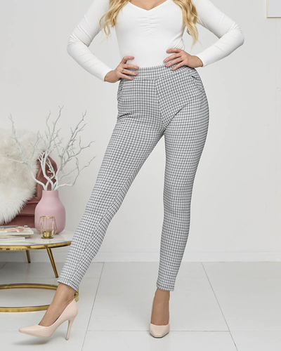 Szürke-fekete női kockás treggings- Ruházat
