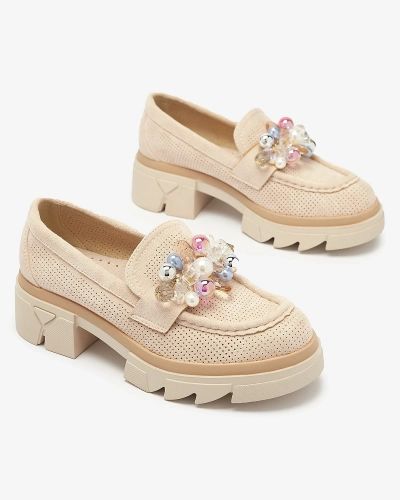 Női bézs színű áttört mokaszin Peloga- Footwear