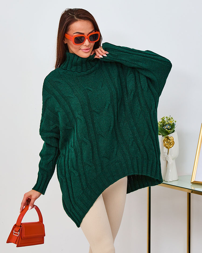 Royalfashion Női kobalt színű aszimmetrikus garbó pulóver