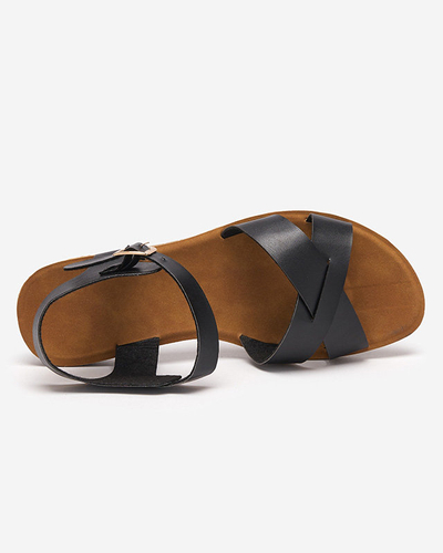 OUTLET Klasszikus női fekete lapos szandál Eterika - Lábbeli