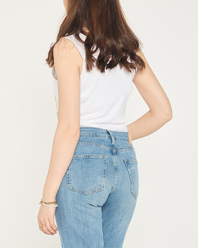 Női felső aranymintás fehér színben - Ruházat