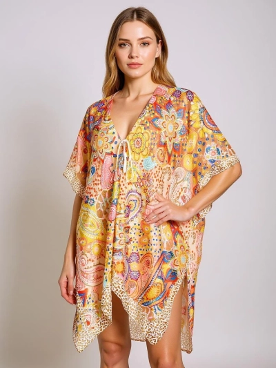 Pareo Afrodyta Royalfashion – színes strandruha V-nyakkal