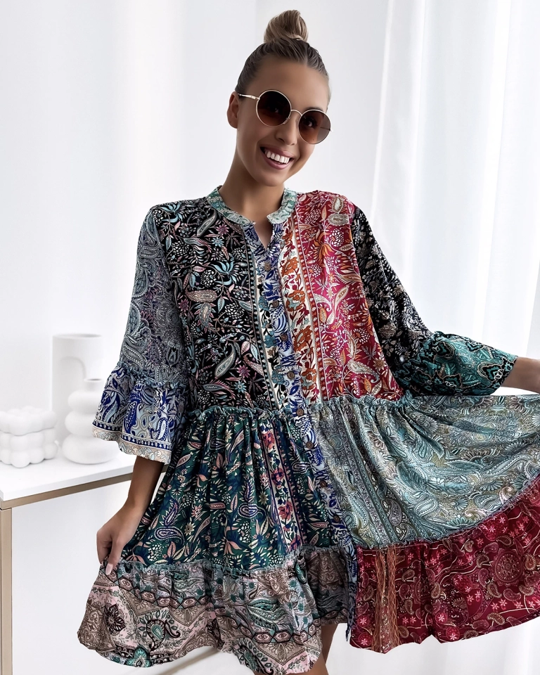 Royalfashion Mintás színes női rövid ruha