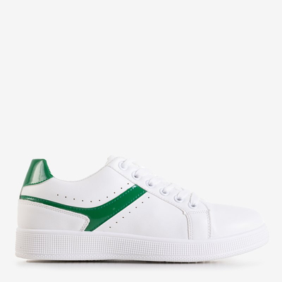 Női fehér cipők, zöld betétekkel a Radella - lábbelikből