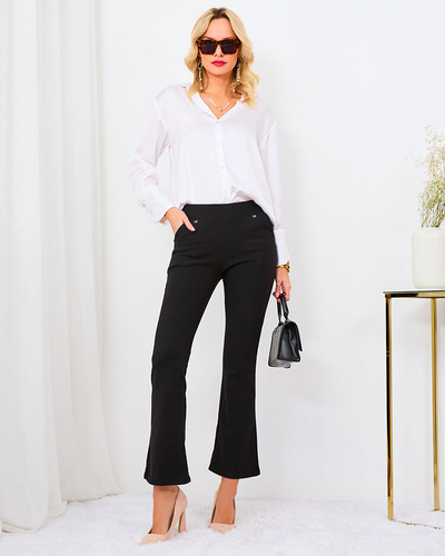 Royalfashion Fekete női ökobőr leggings a'la bells