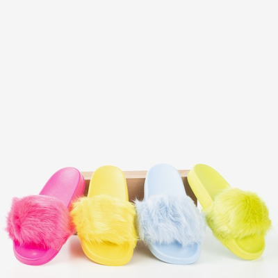 Neonzöld papucs szőrrel Millie - Lábbeli