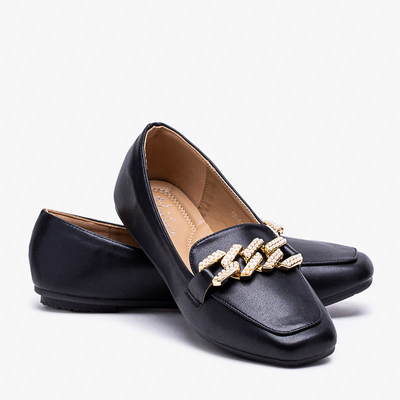 Fekete női naplopók gyöngy díszítéssel Krelizo - Cipők