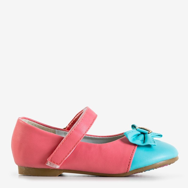 OUTLET Kék orrú és íj rózsaszín lányos balerinák Eligia - Cipők