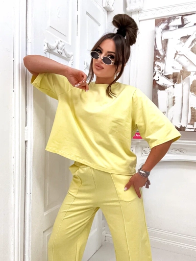 Royalfashion Női pamut szett széles nadrággal