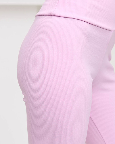 Rózsaszín női bordázott kerékpáros leggings - Ruházat