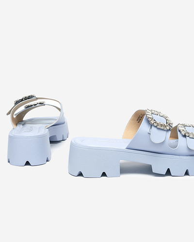 OUTLET Női kék papucs cirkon díszekkel Sadoh- Lábbeli