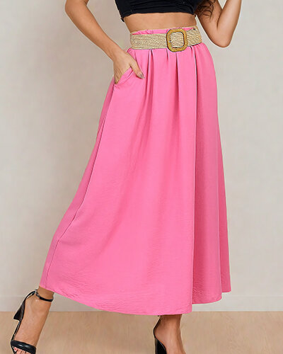 Royalfashion Női midi szoknya övvel