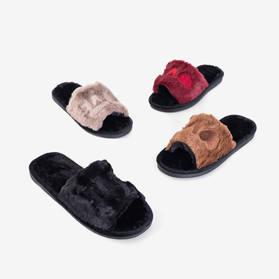 Szürke női papucs szőrrel Wortan - Lábbeli