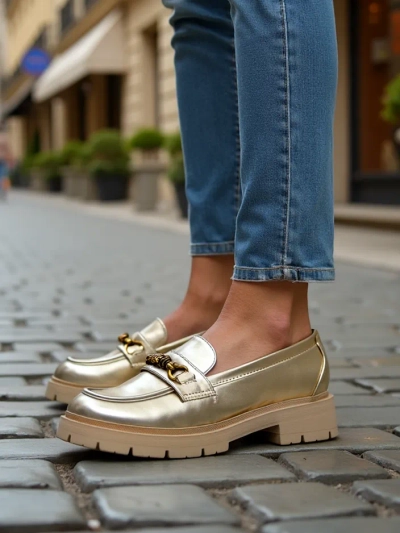 Royalfashion Női mokaszin aranyozott Goldlove