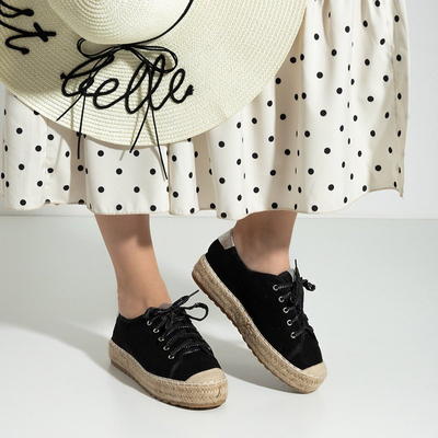 Női fekete cipők a'la espadrilles a Woilla platformon - Lábbeli