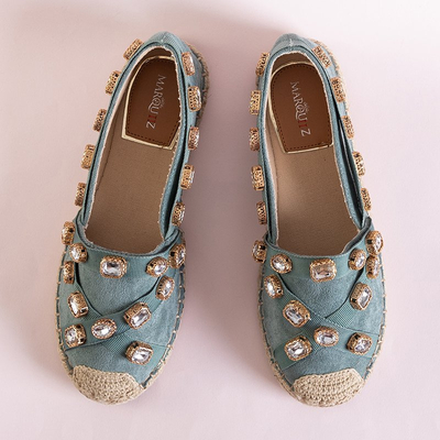 OUTLET Zöld női espadrillák Wamba kristályokkal - Cipők