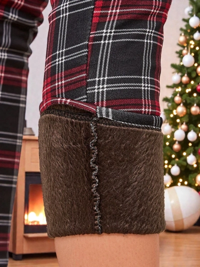 Royalfashion Melegített kockás női teggings