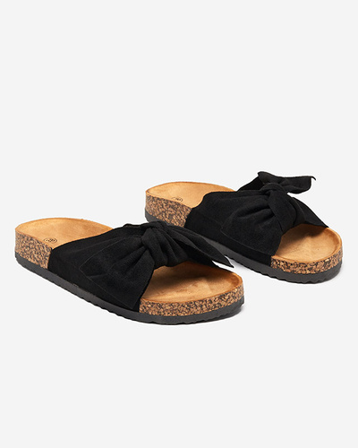 OUTLET Női papucs masnival fekete színben Uttimi- Footwear