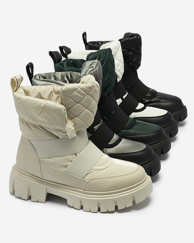 Női hócsizma lapos talppal fekete-fehérben Ferory- Footwear