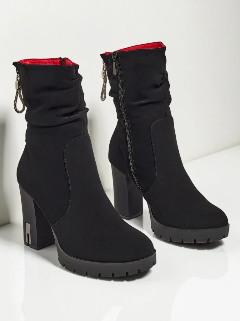 Női bokacsizma eco bőr matt vastag sarkú Nivarelle