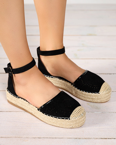 OUTLET Fekete áttört női espadrillák Erisab- Shoes