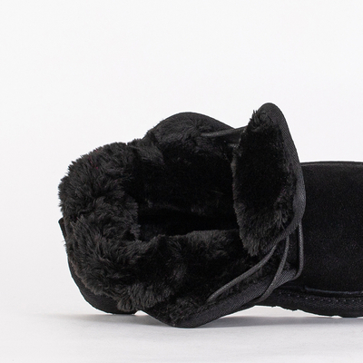 Luna fekete velúr kényelmes gyermek bokacsizma télre