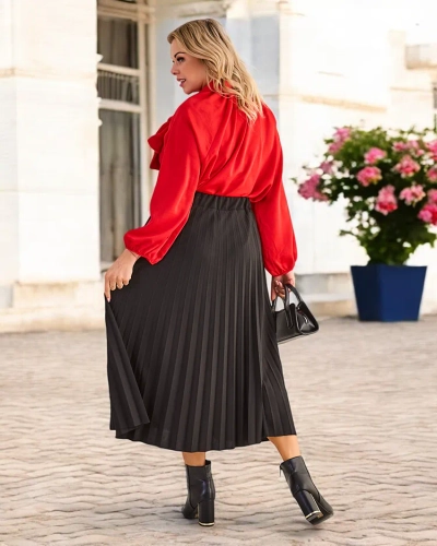 Royalfashion Gyűrt női midi szoknya PLUS SIZE