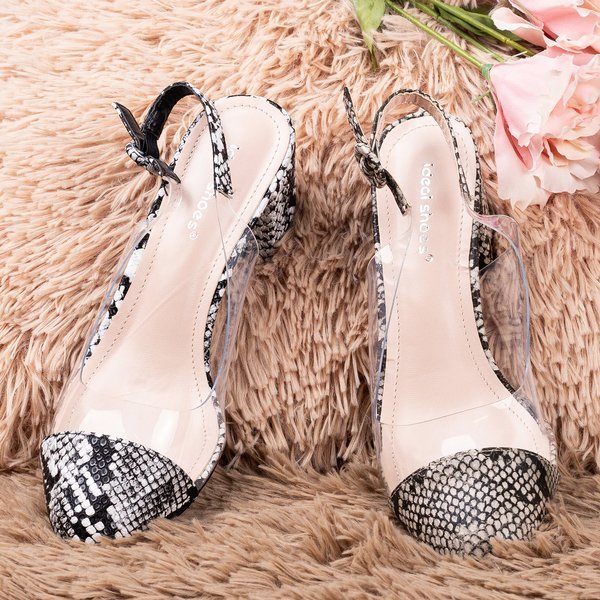 Fekete szivattyúk alacsony post a'la kígyóbőrön Evoria - Lábbeli