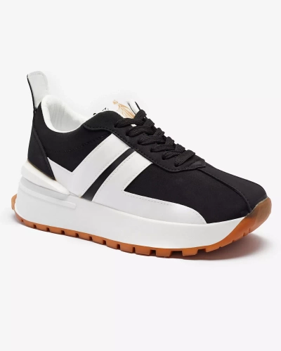 Öko-bőr női fekete sportcipő színes betétekkel Tifora- Footwear