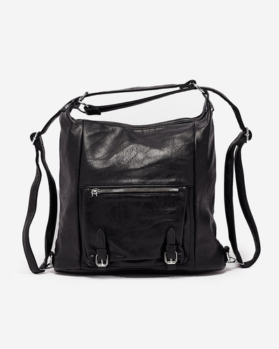 Royalfashion Fekete női ökobőr kézitáska a'la hátizsák