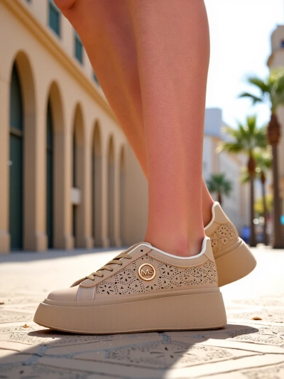 Női platform sneaker Callista Royalfashion ekrü eco bőr