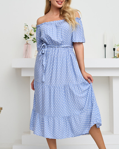 Női kék pöttyös ruha - Ruházat