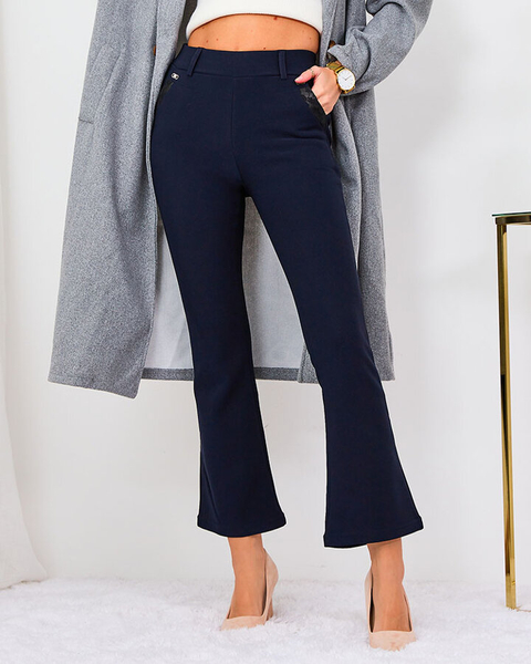 Royalfashion Navy kék női szövetnadrág a'la bells