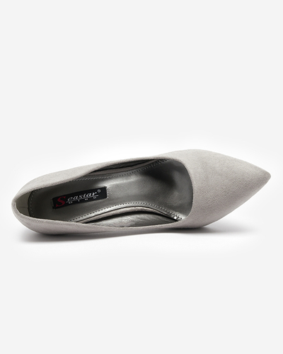 Szürke női öko-velúr pumpák magas sarkon Menitik - Ruházat