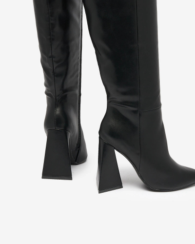 Royalfashion Fekete női háromszoros sarkú csizma Lebrabi