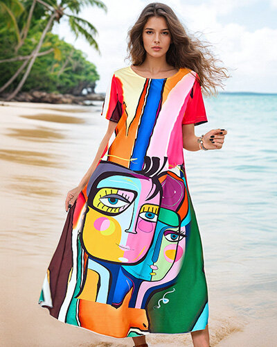 Royalfashion Női mintás print ruha